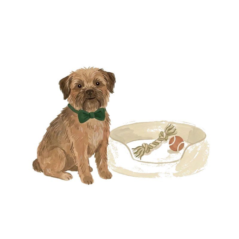 Cazé com outros cachorros em aquarela